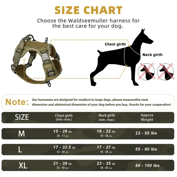 Tactical Dog Harness, No Pull Dog Harness, Adjustable Breathable MOLLE Dog Vest Harness for Medium Large Dog Reflective Military - Image 3