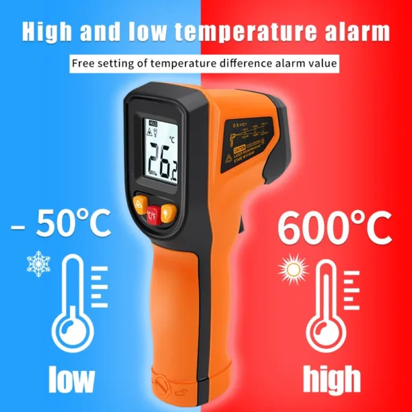 Non-contact Digital Infrared Thermometer Laser Temperature Meter Pyrometer Imager Hygrometer Termometro infrarojo Light Alarm - Image 2