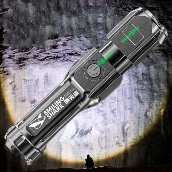 4 Lighting Mode Strong LED Flashlights Telescopic Zoom Tactical Torch USB Portable Spotlight Long-Range Camping Flashlight - Image 2