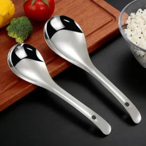 Stainless steel rice spoon non-stick rice serving spoon soup spoon large spoon long handle2pcs