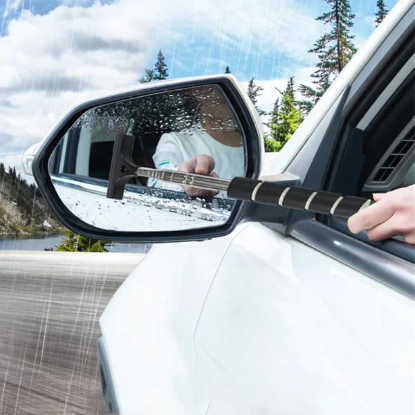 Car Rearview Mirror Wiper Stainless Steel Telescopic Retractable Layered Brush Head Window Wash Cleaning Brush Handheld Wiper - Image 3