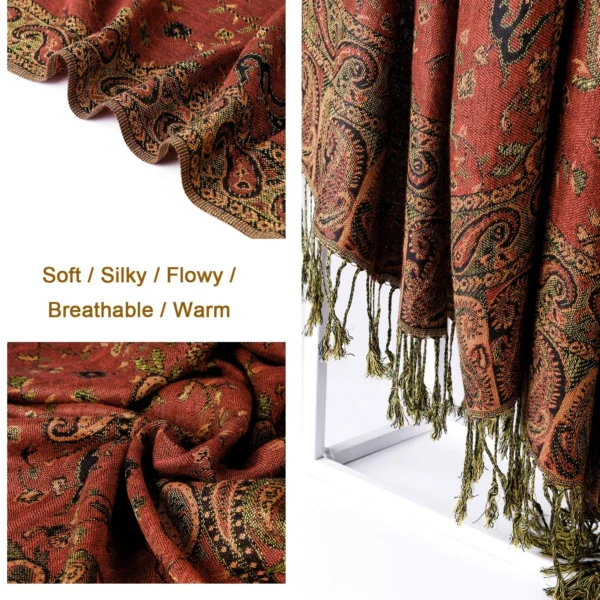 Luxury Brand Autumn Cashmere Pashmina Shawl Lady Wrap Warm Winter Scarves Design Print Female Foulard Cotton Stoles Scarf 2023 - Image 6