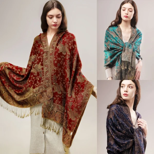 Luxury Brand Autumn Cashmere Pashmina Shawl Lady Wrap Warm Winter Scarves Design Print Female Foulard Cotton Stoles Scarf 2023 - Image 4