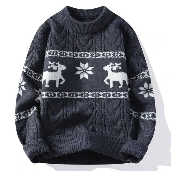 2024 New Fall Winter High End Luxury Cashmere Sweater Men Thick Warm Mens Sweaters With Deer Korean Harajuku Christmas Jumper - Image 4