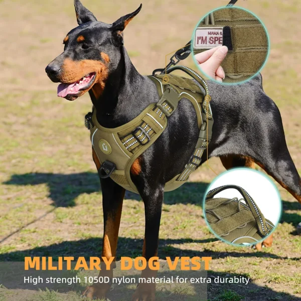 Tactical Dog Harness, No Pull Dog Harness, Adjustable Breathable MOLLE Dog Vest Harness for Medium Large Dog Reflective Military - Image 4