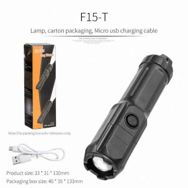 4 Lighting Mode Strong LED Flashlights Telescopic Zoom Tactical Torch USB Portable Spotlight Long-Range Camping Flashlight - Image 6