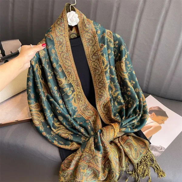 Vintage Fashion Shawl Reversible Shawl Wraps Soft Scarves Travel Accessories Evening Dress Bridesmaid Wedding Long Scarf - Image 2