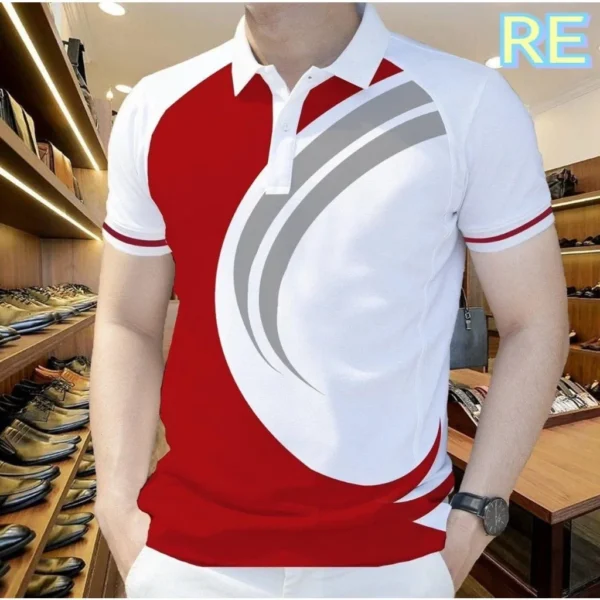 Tiki's Hot selling Men's Shirt 3D Digital Print Design for European and American New Trendy Button Flip Collar Men's POLO Shirt - Image 2