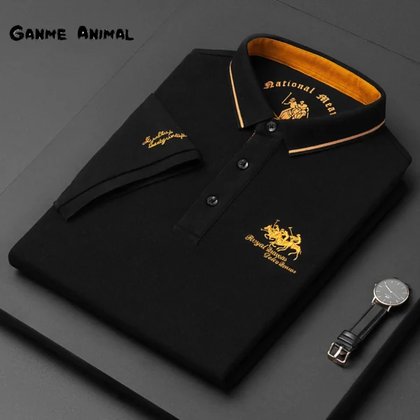 Embroidered Men's Pure Cotton Popsicle Cotton Hot Selling Polo Shirt Summer New Business Casual Breathable Polo Shirt For Men - Image 2