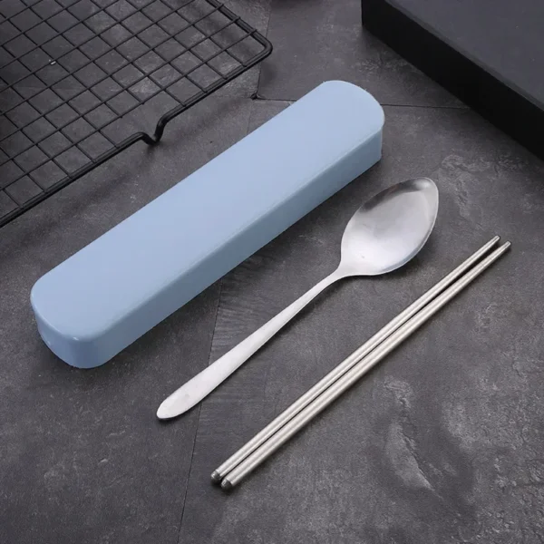 4Pcs/Set Travel Camping Cutlery Set Portable Tableware Stainless Steel Chopsticks Spoon Fork Steak Knife with Storage Case - Image 6