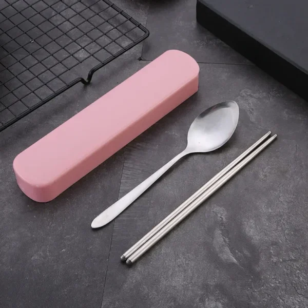 4Pcs/Set Travel Camping Cutlery Set Portable Tableware Stainless Steel Chopsticks Spoon Fork Steak Knife with Storage Case - Image 5