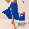 Elegant Flowing Solid-Colored Midi Skirt With Ruffle Trim - Image 3