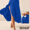Elegant Flowing Solid-Colored Midi Skirt With Ruffle Trim - Image 2