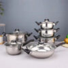 12 Piece Stainless Steel Cookware Saucepan Set Pan Pot Kitchen Cooking Glass Lid - Image 5