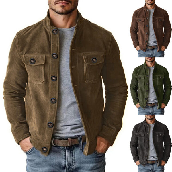 Men’s Faux Suede Motorcycle Jacket – Vintage Casual Style