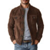 Vintage Single-breasted Jacket Men's Casual Motorcycle Faux Suede Tops - Image 7
