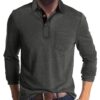 Mens Long-sleeve Lapel T-shirt Winter Base Layer Top - Image 2