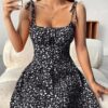 Floral Print Dress Summer Sweet A- Line Waist Trimming Dresses Women's Slimming Casual Clothing - Image 5