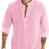Men's Casual Stand-up Collar Door Barrel Solid Color Long-sleeved Shirt - Image 4