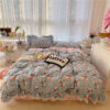 Cotton Lace Three-piece Garden Floral Bed Sheet - Image 3