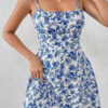 Floral Print Dress Summer Sweet A- Line Waist Trimming Dresses Women's Slimming Casual Clothing - Image 9