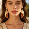 mixed red gold earring