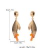 Gold leaf earrings front view