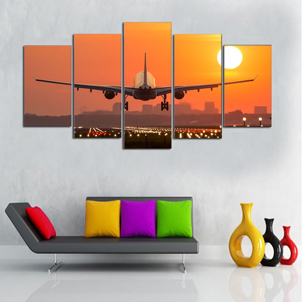 Airplane Sunset Takeoff HD Canvas - Image 3