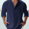 New Men's Casual Blouse Cotton Linen Shirt Loose Tops Long Sleeve Tee Shirt Spring Autumn Casual Handsome Men's Shirts - Image 5