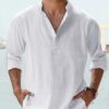 New Men's Casual Blouse Cotton Linen Shirt Loose Tops Long Sleeve Tee Shirt Spring Autumn Casual Handsome Men's Shirts - Image 7