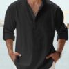 New Men's Casual Blouse Cotton Linen Shirt Loose Tops Long Sleeve Tee Shirt Spring Autumn Casual Handsome Men's Shirts - Image 2