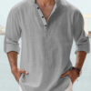 New Men's Casual Blouse Cotton Linen Shirt Loose Tops Long Sleeve Tee Shirt Spring Autumn Casual Handsome Men's Shirts - Image 9