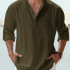 New Men's Casual Blouse Cotton Linen Shirt Loose Tops Long Sleeve Tee Shirt Spring Autumn Casual Handsome Men's Shirts - Image 6