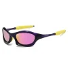 Sport sunglasses with mirrored lenses and yellow accents