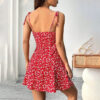 Floral Print Dress Summer Sweet A- Line Waist Trimming Dresses Women's Slimming Casual Clothing - Image 3