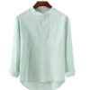 Men's Casual Stand-up Collar Door Barrel Solid Color Long-sleeved Shirt - Image 9