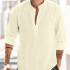 Men's Casual Stand-up Collar Door Barrel Solid Color Long-sleeved Shirt - Image 7