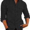 European And American Men's Shirt Double Pocket Cotton Linen - Image 4