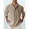 New Men's Casual Blouse Cotton Linen Shirt Loose Tops Long Sleeve Tee Shirt Spring Autumn Casual Handsome Men's Shirts - Image 3