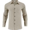 European And American Men's Shirt Double Pocket Cotton Linen - Image 8