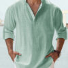 New Men's Casual Blouse Cotton Linen Shirt Loose Tops Long Sleeve Tee Shirt Spring Autumn Casual Handsome Men's Shirts - Image 10