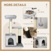 PawHut Cat Tree For Indoor Cats Climbing Tower Kitten Scratch Post Activity Center Kitten, Grey - Image 4