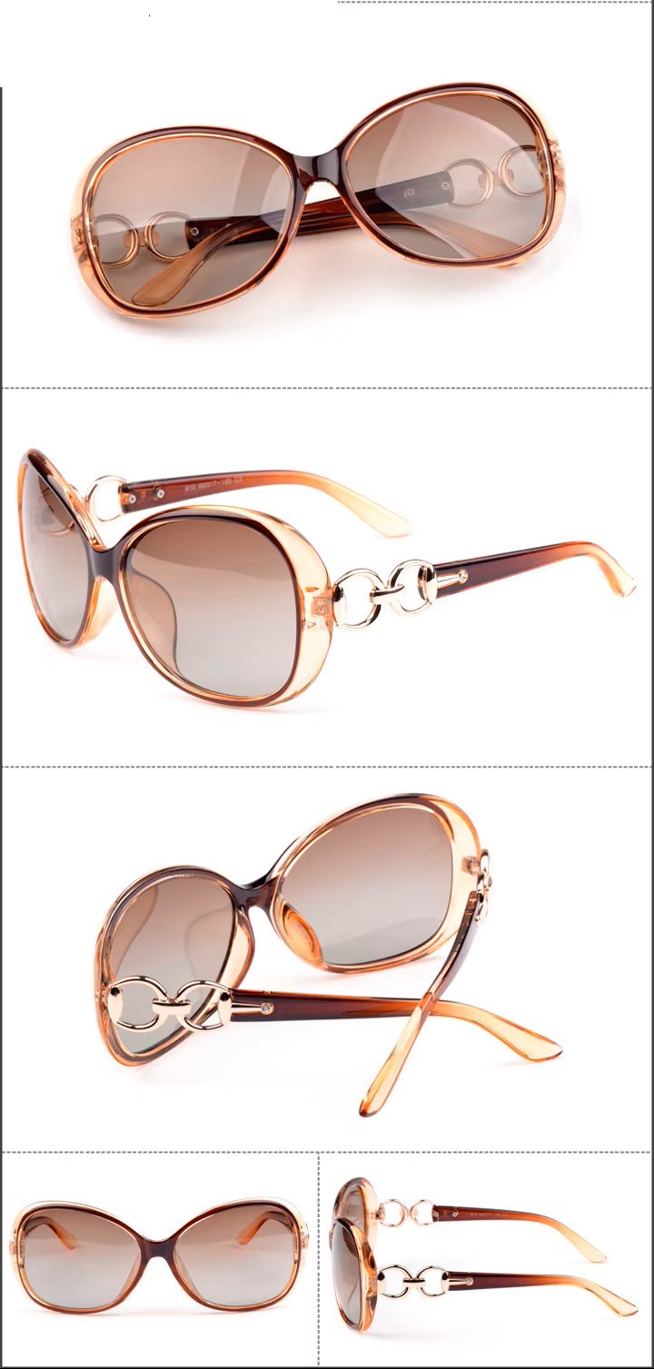 Beige polarized women's sunglasses with UV400 protection