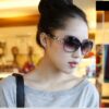 Beige polarized women's sunglasses with UV400 protection