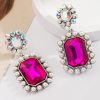 Vintage Pink Square Drop Earrings for Women