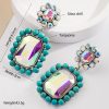 Vintage Turquoise Crystal Drop Earrings for Women – Silver Plated - Image 3