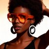 Fashion square sunglasses in black and orange